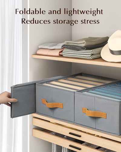 Homsorout Clothes Organizers and Storage - 4/5/7 Grids Fabric Jeans Organizer with Handles, Foldable Closet Organizers D