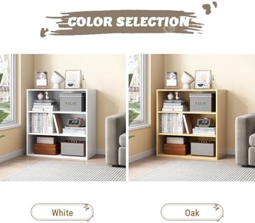 NELYE 2 Tier Open Shelf Bookcase, 11.81" x 9.53" x 21.26" in, White