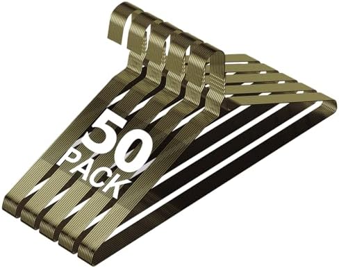 SPECILITE Wire Metal Clothes Hangers Bulk 50 Pack, Ultra Thin, Bronze