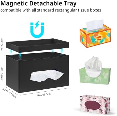 Extra Large Tissue Box Cover with Storage Tray,Rectangle Tissue Box Holder