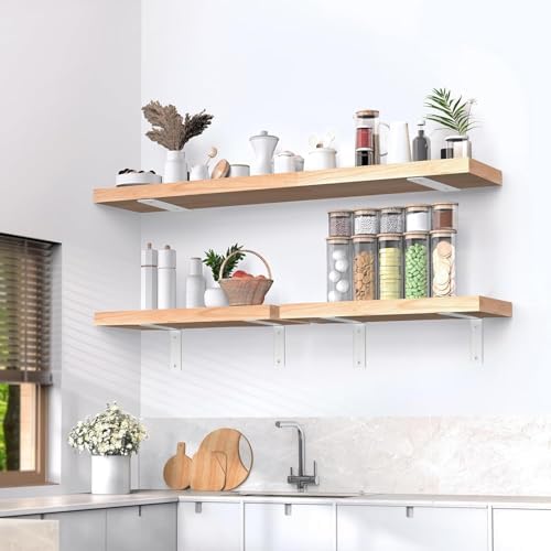 Floating Shelf Bracket Stainless Steel 8 Inch, 8 Pack Heavy Duty Shelf Brackets, Wall Shelf Bracket for DIY Decorative w