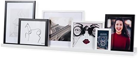 Wallniture Denver 46" Picture Ledge Shelf, Wood Wall Shelves for Photo, Picture Frame, Books, White Bookshelf for Kids R