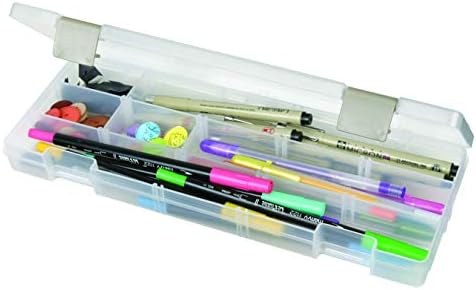 ArtBin 3900AB Solutions Extra Long Box, Art & Craft Organizer with Removable Dividers, [1] Plastic Storage Case, Clear ,