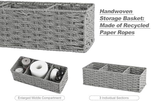 StorageWorks Toilet Paper Basket, Paper Rope Woven Toilet Tank Basket, Gray
