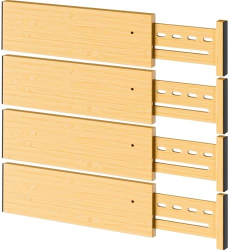 Bamboo Drawer Dividers, 4" High Drawer Organizers for Clothes/Utensils