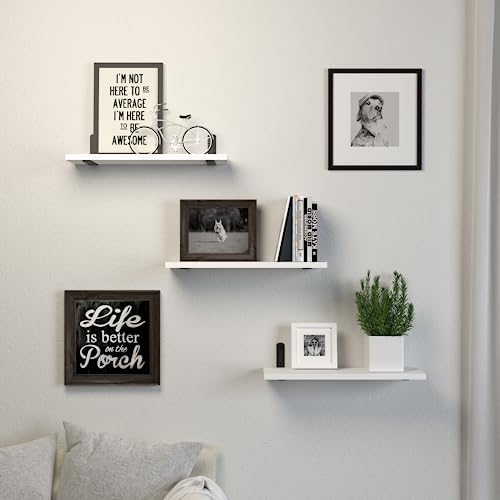 DOLLFIO Floating Wall Shelves, Decor & Storage, White, 16.5'', 3Pcs