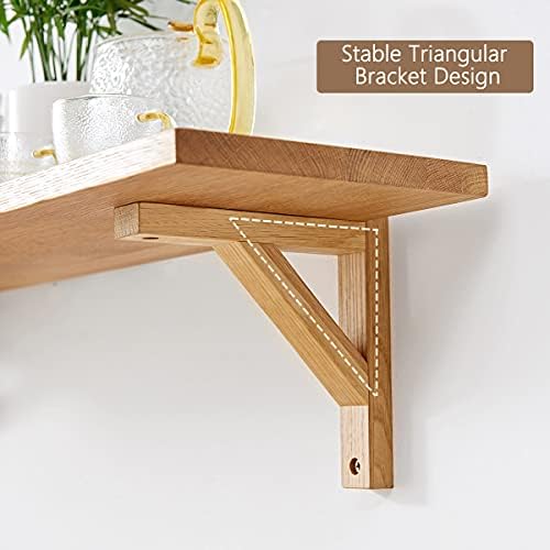 Floating Shelves Oak 32 inches Natural Wood Wall Shelf Wall Mounted Rustic Floating Shelf with Brackets for Bedroom Livi