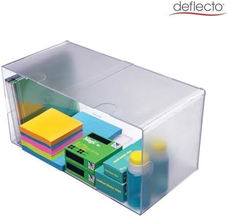 Deflecto Stackable Open Cube Organizer, Desk and Craft Organizer, Clear, Large, 6"W x 6"H x 12"D (350501)