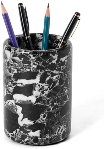 Radicaln Marble Pen Holder For Desk 4" Inches Black Handmade Pencil Holder & Pen Holder for Home & Office Desktop Organizer, Ideal Marble Toothbrush Holder