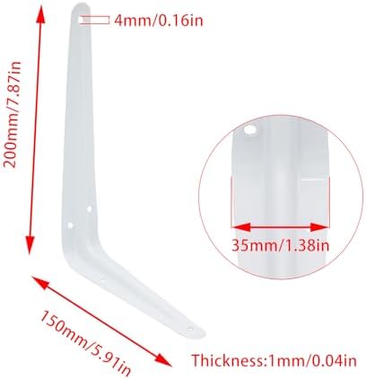 24Pcs 8 x 6 Inch White Shelf Brackets, L Brackets