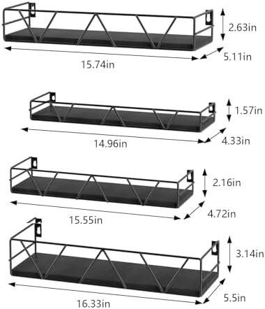 Floating Shelves Set of 4, Wood Wall Shelf, Farmhouse Shelf for Bedroom