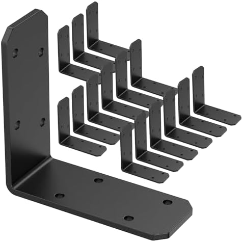 3"×3"×1.2" L Bracket for Wood, 90 Degree Angle Brace, Black-16PCS