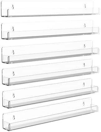 6 Pack Clear Acrylic Nail Polish Rack 15" L x 1.6" W x 2" H