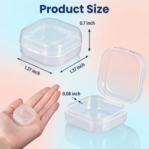 SATINIOR 24 Pcs Small Clear Plastic Container Box, 1.4 x 1.4 x 0.7 in