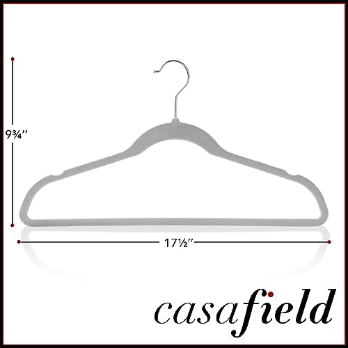 Casafield 50 Gray Velvet Suit Hangers - Space-Saving Non-Slip Clothes Hanger