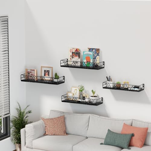 Amaoot Floating Shelves for Wall Set of 4, Wall Shelf Wood Floating Shelf