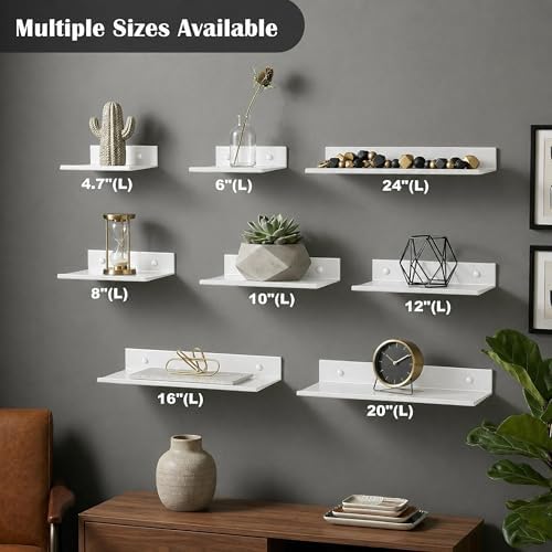 Z metnal Small Floating Shelves, Renter Friendly Mini Metal Display Shelf for Collection Action Figures, Aluminum, Adhes
