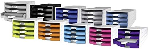 Han 1013-64 Impuls Drawer Box DIN A4/C4 4 Open Drawers Light Grey/Translucent Blue