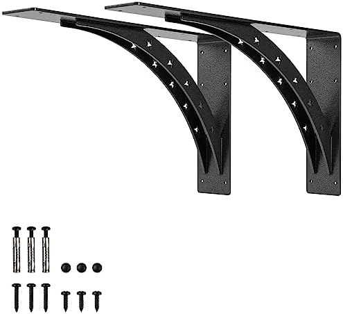 24 inch x 15 inch Heavy Duty Shelf Brackets，max Load 900 LBS,Premium Alloy Metal Mantel Brackets , (Set of 2) Fireplace 