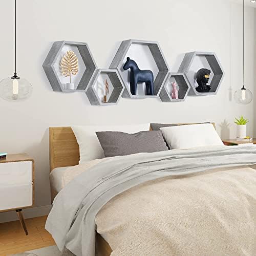 Hexagon Shelves,Floating Wall Shelf,Honeycomb Octagon Cube Shelves Wood