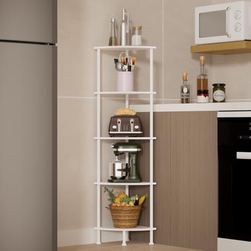 5-Tier Corner Shelf Stand, 52" Industrial Corner Display Rack for Living Room, Bookshelf, Tall Display Shelf, Plant Stan