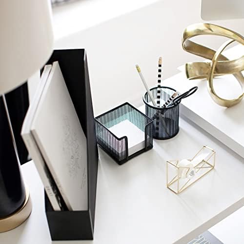 BLU MONACO Black Desk Organizer Set | 5-Piece Metal Office Supplies Collection with Hanging File Organizer, Magazine Holder, Pen Cup, Sticky Note Holder & Letter Sorter | Workspace Organization