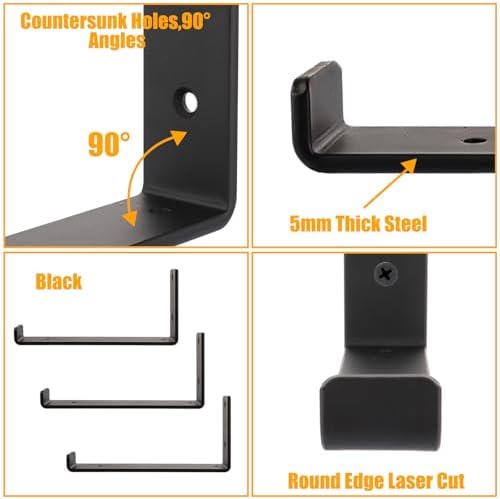 ASelected 4Xshelf Brackets Heavy 5Mm Thick Shelf Bracket Heavy Black Duty Metal Shelf Brackets 225X110Mm Incl Fixtures &