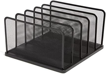TRU RED Wire Mesh File Organizer, 5-Compartment, Matte Black