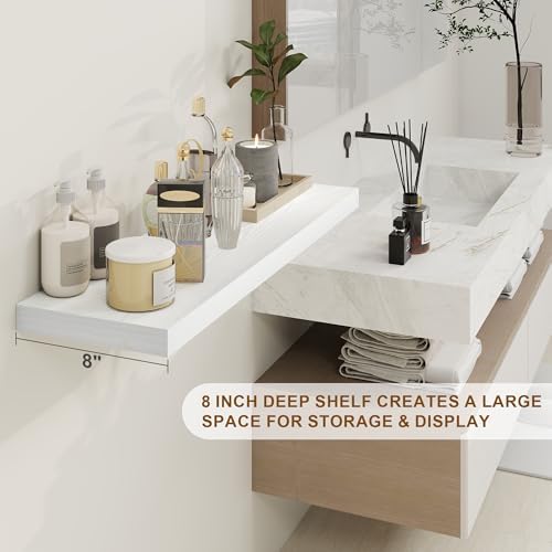 30 Inch Floating Shelves, Rustic Floating Wall Shelves 8 Inch Deep, 30 x 8 Floating Shelves for Home Decor, Deep Display