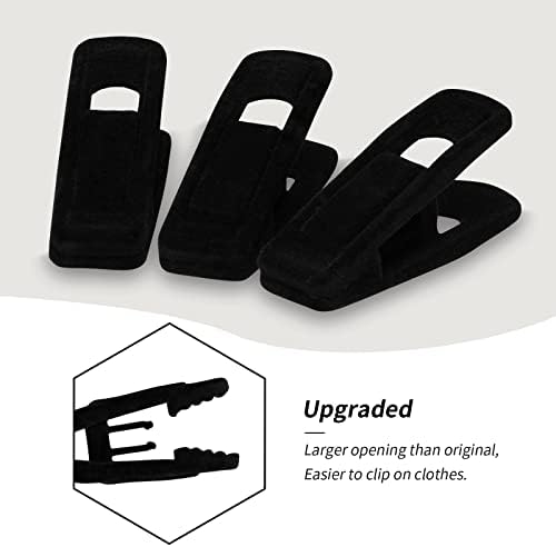 Tinfol 80pc Velvet Hanger Clips, Black Pants Velvet Clips, Large Opening Clothes Pin Hanger Clip, Strong Finger Flocked Clip Perfect for Slim-line Clothes Velvet Hangers