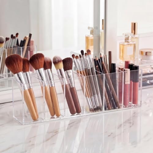 Jetec 6 Compartments Acrylic Pen Holder, Pencil Makeup Brush Holder(Clear)
