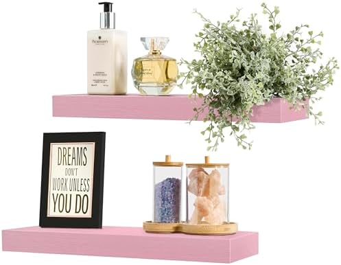 Sorbus 16 Inch Floating Shelves for Wall (2 Pack, Pink)