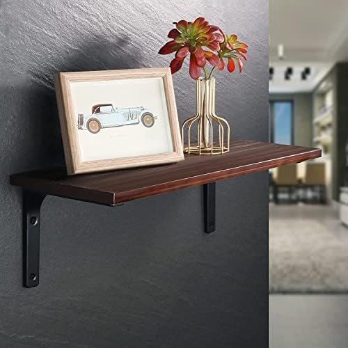 SAYAYO Wall Shelf Bracket Black, 4 Inch Heavy Duty L Bracket for Wood