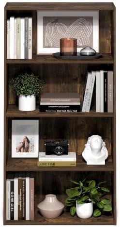 Furinno PASIR 4-Tier Book Shelf, Open Shelves Bookshelf, Amber Pine