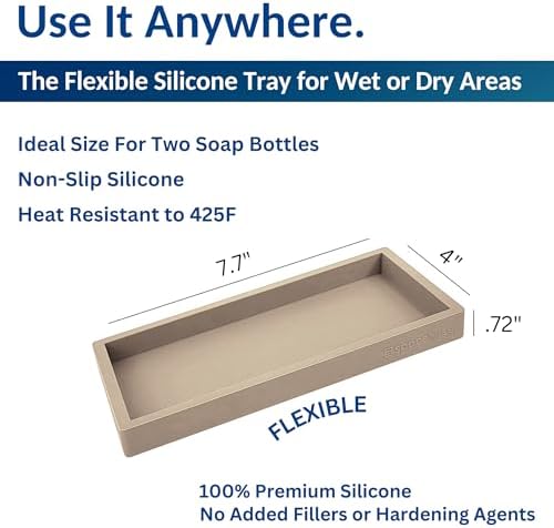 Spacewiser Countertop & Vanity Silicone Tray - Small 7.7" Kitchen Soap Tray