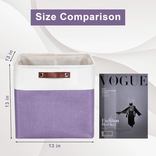 Bagnizer 13x13 Cube Storage Bins, Collapsible Fabric Storage Box, 4 Pack Closet Baskets with Handles for Organizing, She