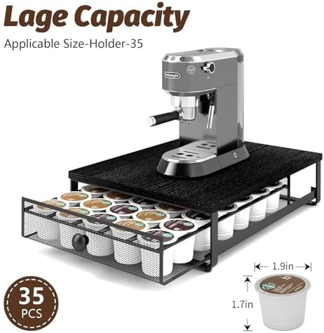 Sedegn Coffee Pod Storage Drawer: Holds 35 K-Cup Pods Coffee Pod Organizer