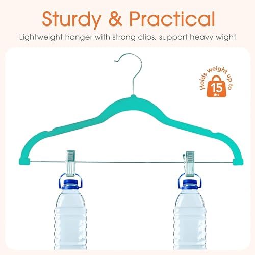 VECELO Premium Velvet Clothes Hangers Suit with Metal Clips (20 Pack)-Non Slip & Space-Saving with 1 Magic Hangers & 2 Tie Rack Excellent for Men and Women