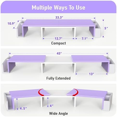 Simple Houseware Desk Dual Monitor Stand Riser with Drawer, Purple