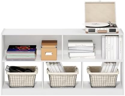 Furinno DALY Book Shelf, 5-Cube Bookshelf, Horizontal Cube Storage Organizer Bookcase, 10.9 x 47.2 x 23.6, for Living Ro