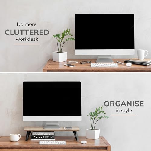 Anji Mountain Monitor Stand for Desk - Desktop Organizer & Laptop Riser, Ergonomic Monitor Riser, Space-Saving, Durable,
