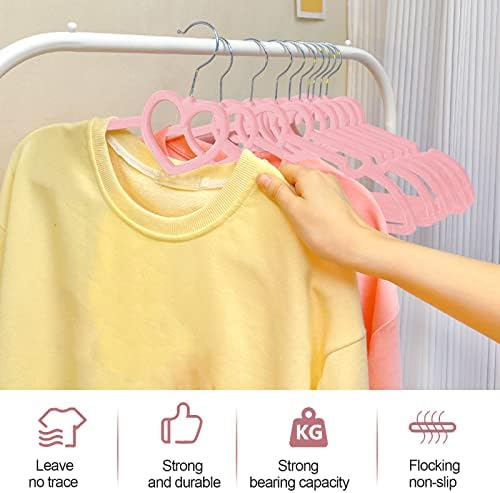 Velvet Hangers Pack of 20, Non Slip Standard Clothing Adult Heart-Shaped Clothes Hanger, Notches 360 Degree Swivel Hook Felt Hangers, for Heavy Coats, Jackets, Office Suits,Undergarments,Pink