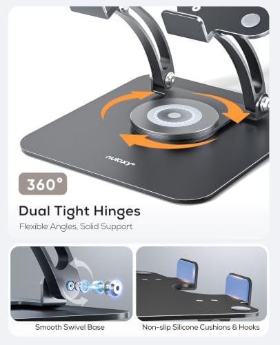 Nulaxy 360° Rotating Ergonomic Laptop Stand for Desk, Dual Foldable Design