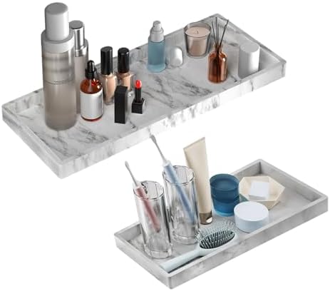 BBK 2PC Countertop Vanity Tray 7.8" & 11.8" Set Bathroom Tray Silicone