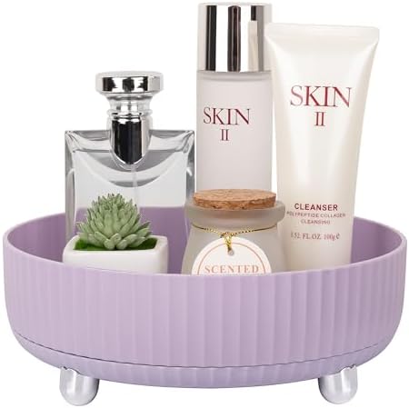360 Rotating Makeup Perfume Organizer Skincare Tray, Small Purple