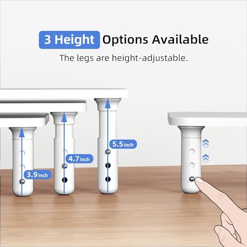 Dual Monitor Stand For Desk,Adjustable Height Long Wood Computer Riser