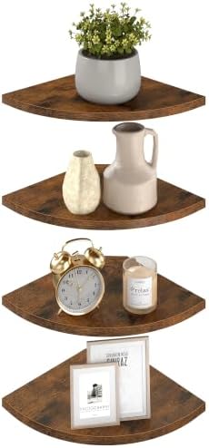 VASAGLE Floating Corner Shelves, Set of 4, 6 x 6 x 0.5 Inches