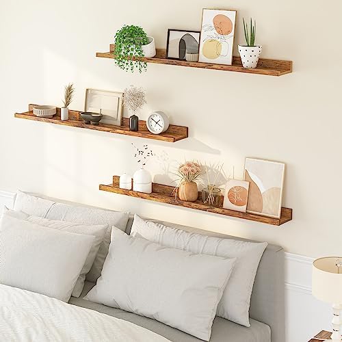 HOOBRO Floating Shelves, Wall Shelf Set of 3, 47.2 Inches Hanging Shelf