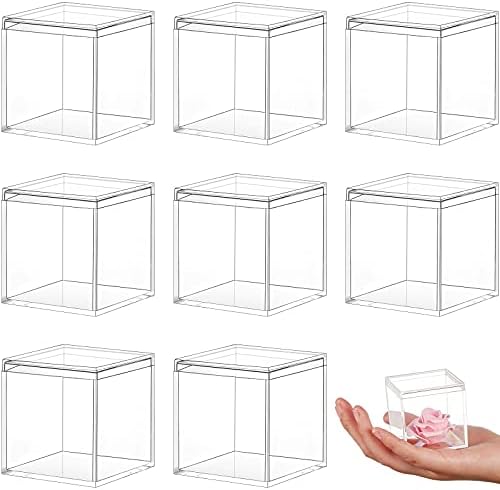8 Pcs Clear Acrylic Box with Lid, 1.77 x 1.77 x 1.77 Inch, Classic Style