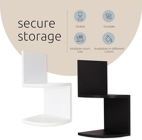 kieragrace Priva Corner Wall Shelf - Set of 2, White, 7.75" x 7.75"